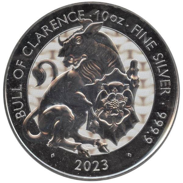 Bild von 10 oz Silber Tudor Beasts - Bull 2023 - Differenzbesteuert