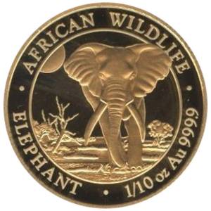 Bild von 1/10 oz Somalia Elefant Gold - 2025